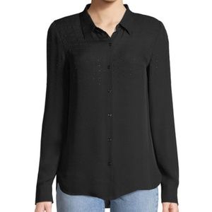 NWT Elie Tahari Macklyn Studded Black Silk Blouse